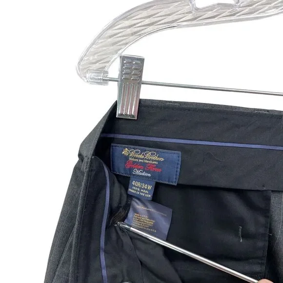 Brooks Brothers Golden Fleece Madison Pants Pleated Cuffed Stripe Gray Men Sz 34 Pants